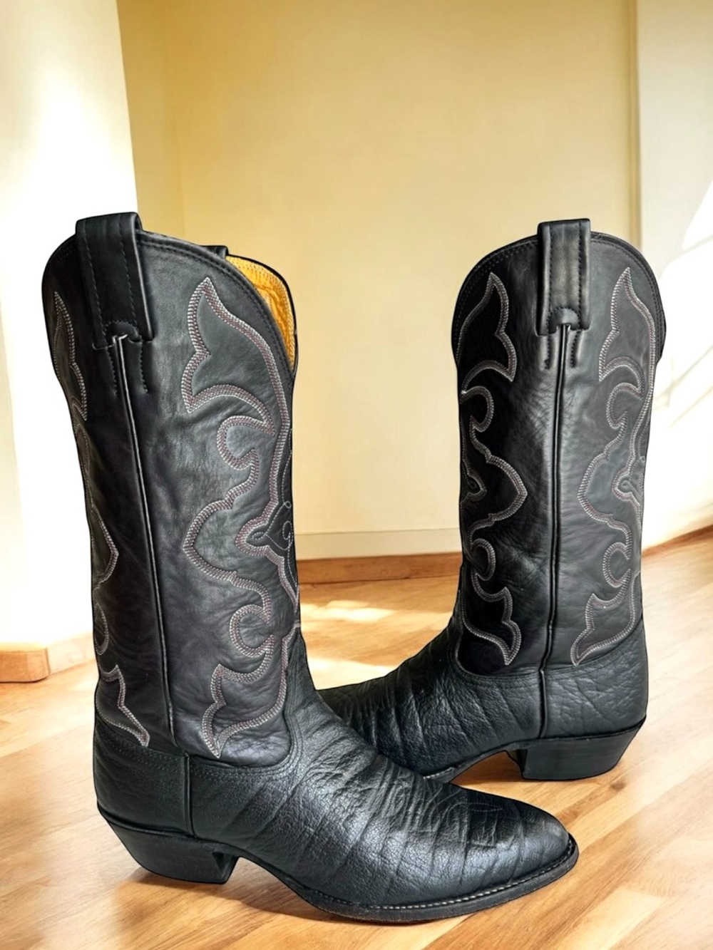 NOCONA Cowboy Western Boots Black Leather